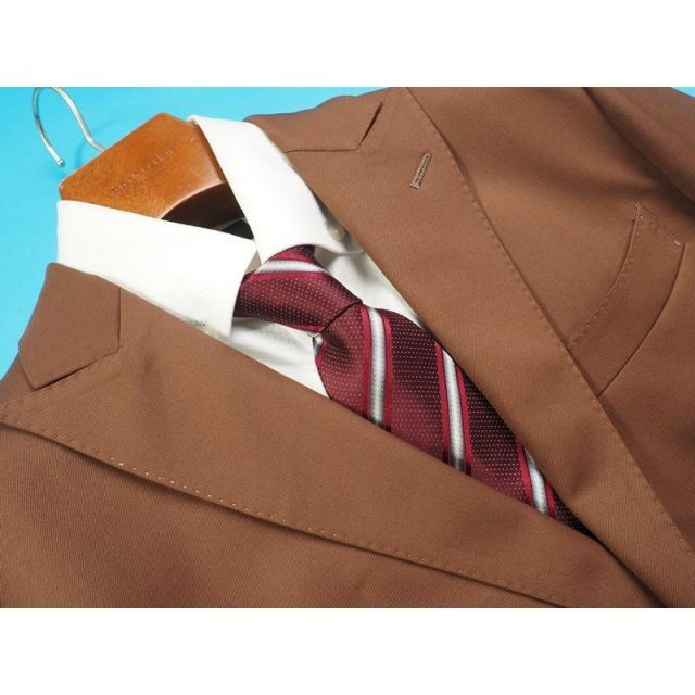 新品 azabu tailor 麻布テーラー 日本製 春秋『MARLANE マルラーネ 伊製生地』ウール100% アンコン スーツ 46A(A5相当)茶 0825-046