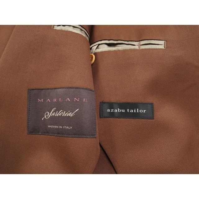 新品 azabu tailor 麻布テーラー 日本製 春秋『MARLANE マルラーネ 伊製生地』ウール100% アンコン スーツ 46A(A5相当)茶 0825-046