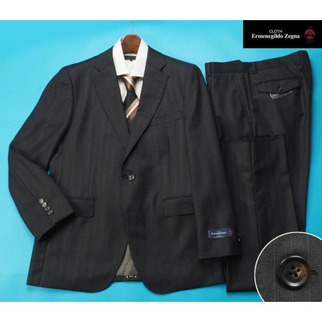 新品17.3万円 大手百貨店扱い 日本製 秋冬『Ermenegildo Zegna ゼニア ELECTA 伊製生地』ウール100% 微起毛 スーツ AB5濃灰(30) 6430AK