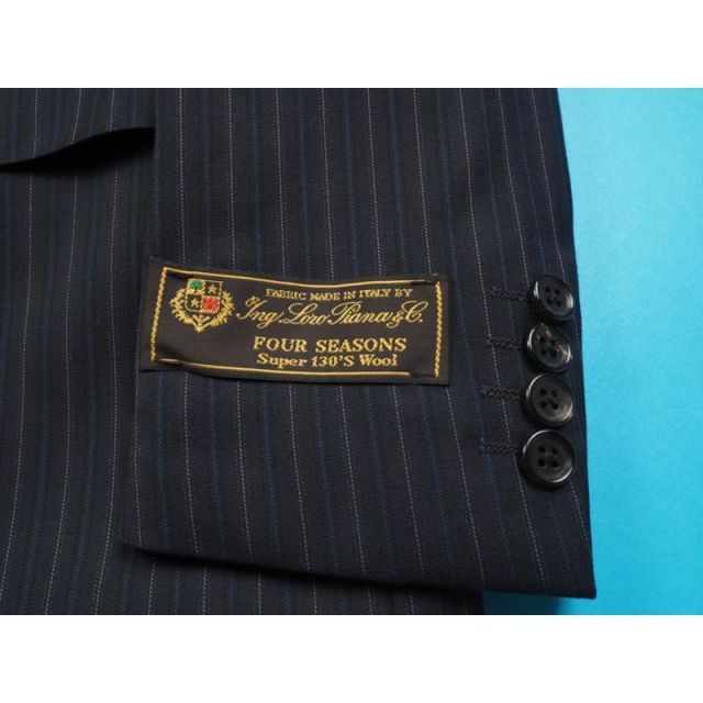 新品12.9万円 大手百貨店扱い 秋冬『Loro Piana ロロピアーナ FOUR SEASONS 伊製生地』艶感 ウール100% スーツ A4紺(21) 28168421