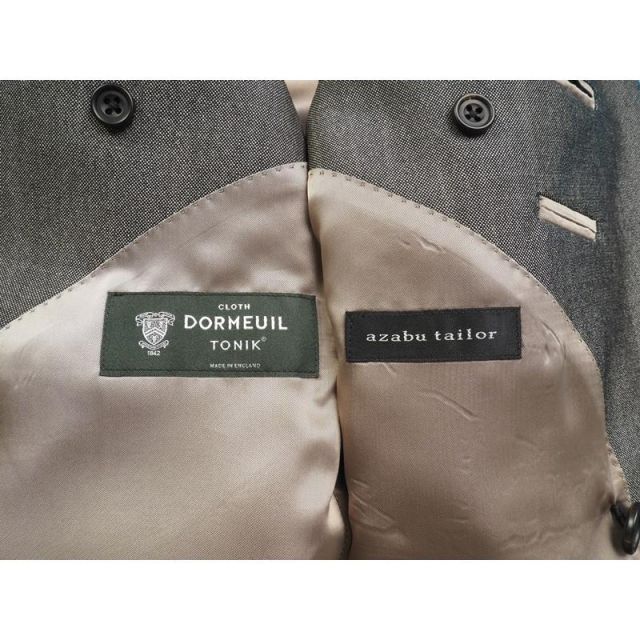 新品18万円 azabu tailor 麻布テーラー 日本製 春秋冬『DORMEUIL ドーメル TONIK 英国製生地』ダブルブレスト スーツ 46A(A5)灰 0211-050