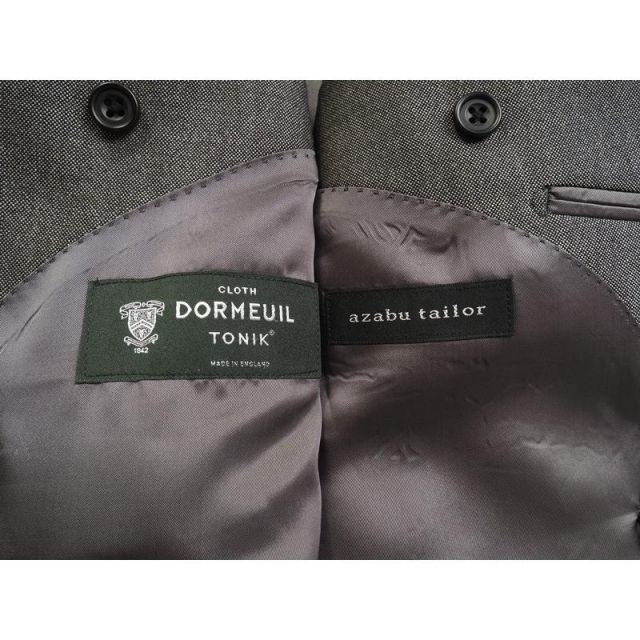 新品18万円 azabu tailor 麻布テーラー 日本製 春秋冬『DORMEUIL ドーメル TONIK 英国製生地』ダブルブレスト スーツ 46A(A5)灰 0127-130