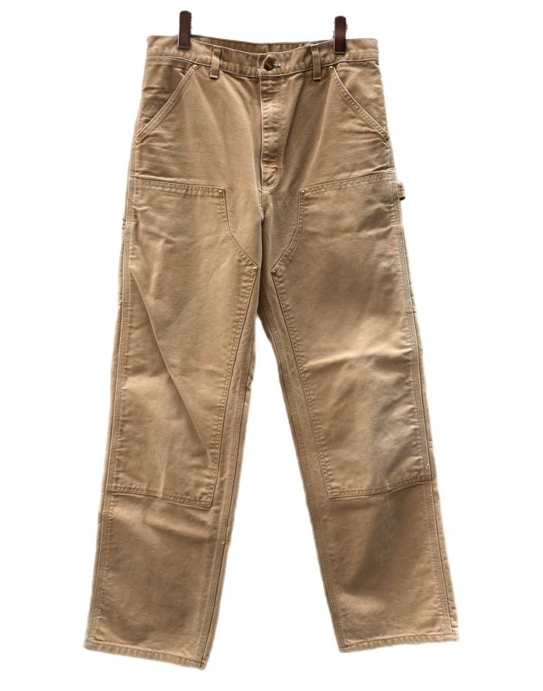 カーハート Carhartt 00s Double Knee Painter Pants ダブル ニー ペインター パンツ ジップフライ ワーク 薄茶 ロゴ B01 BRN デニム ベージュ サイズ34×34 104MB-589