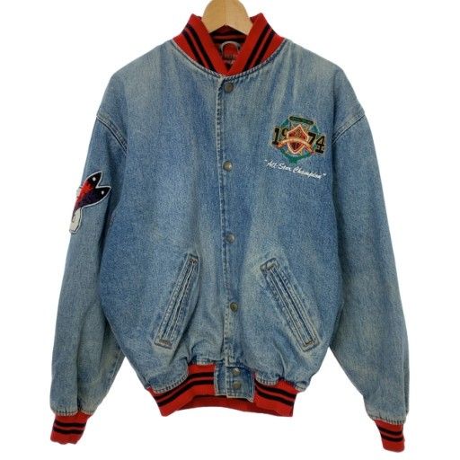 【激レア】BUGLE BOY ワッペン デニムジャケット 90s ワールドツアー 中古】 BUGLE BOY デニムジャケット 90s vintage 90年代 OLD ブルゾン