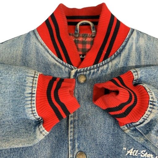 【激レア】BUGLE BOY ワッペン デニムジャケット 90s ワールドツアー 中古】 BUGLE BOY デニムジャケット 90s vintage 90年代 OLD ブルゾン