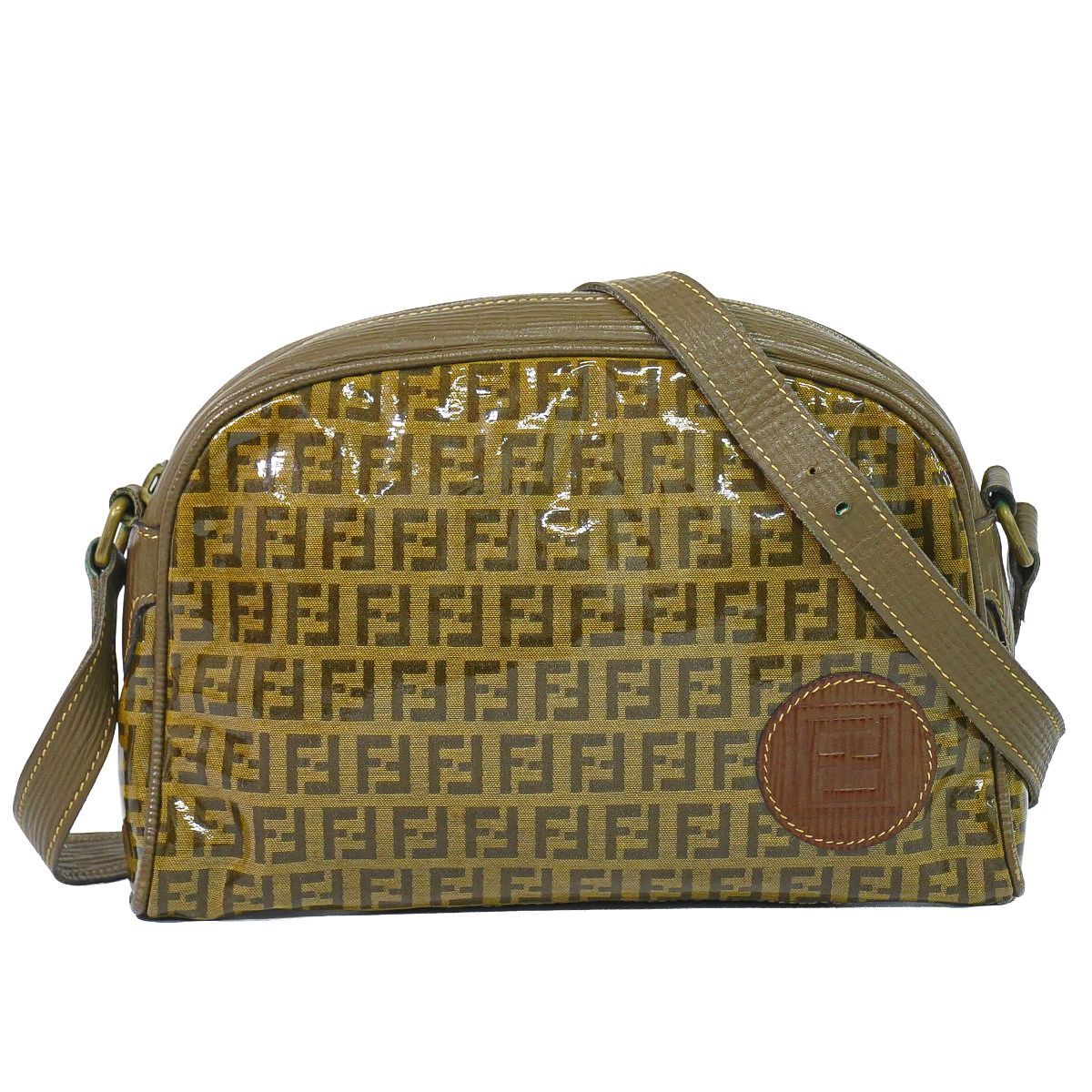 物 フェンディ FENDI ズッキーノ ショルダーバッグ ポシェット PVC ブラウン Zucchino バッグ 中古・