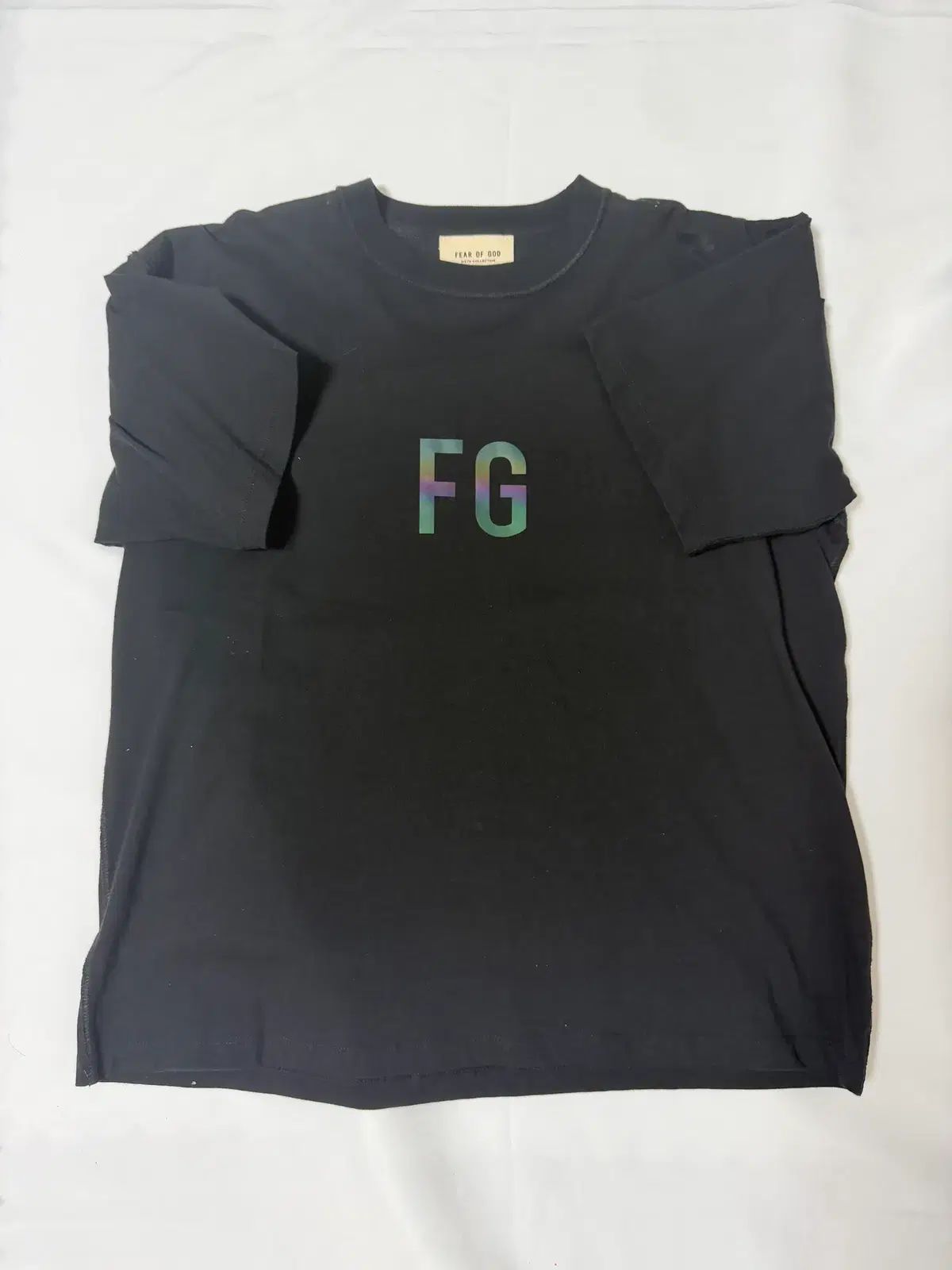 正規品 FEAR OF GOD フィアオブゴッド 3M リフレクティブ FG ロゴ Tシャツ ブラック (S)