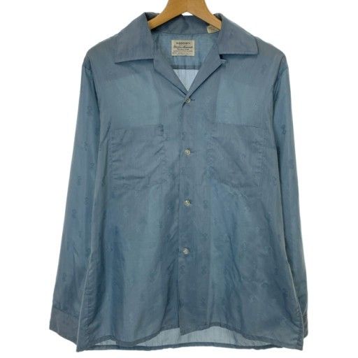 【中古】　ARROW　柄シャツ　60s vintage　60年代　OLD　長袖　トップス　オープンカラー　刺しゅう　USA製　古着　/4393