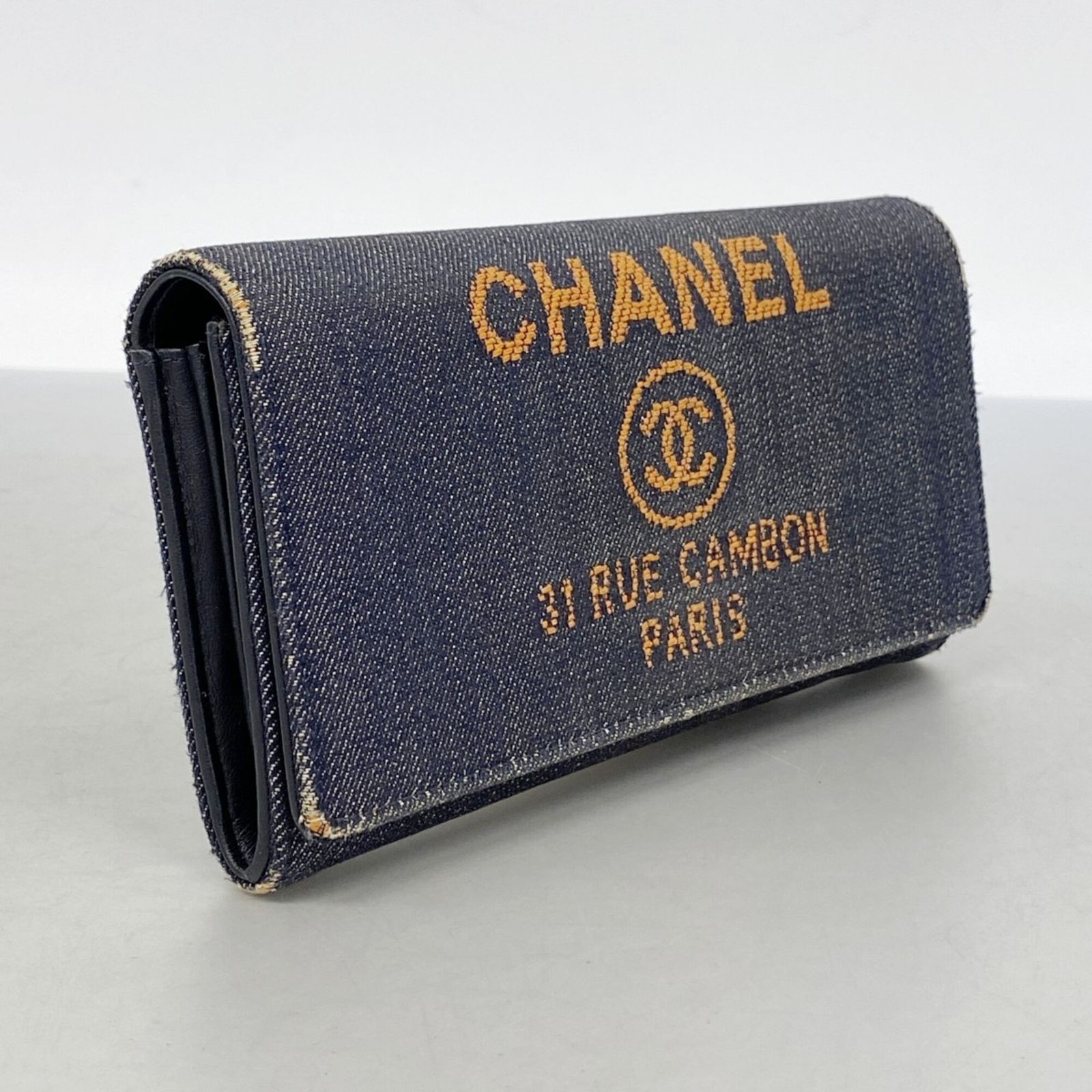 シャネル(Chanel) シャネル 長財布 ドーヴィル デニム ブラック オレンジ レディース P3018897 シャネル(Chanel) シャネル 長財布 ドーヴィル デニム ブラック オレンジ レディース P3018897