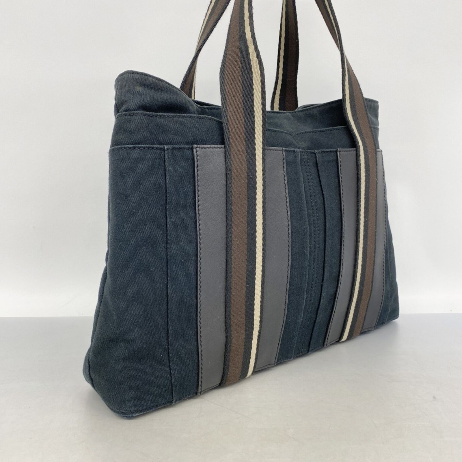 エルメス(Hermes) エルメス トートバッグ トロカホリゾンタルMM キャンバス ブラック メンズ レディース P3014163