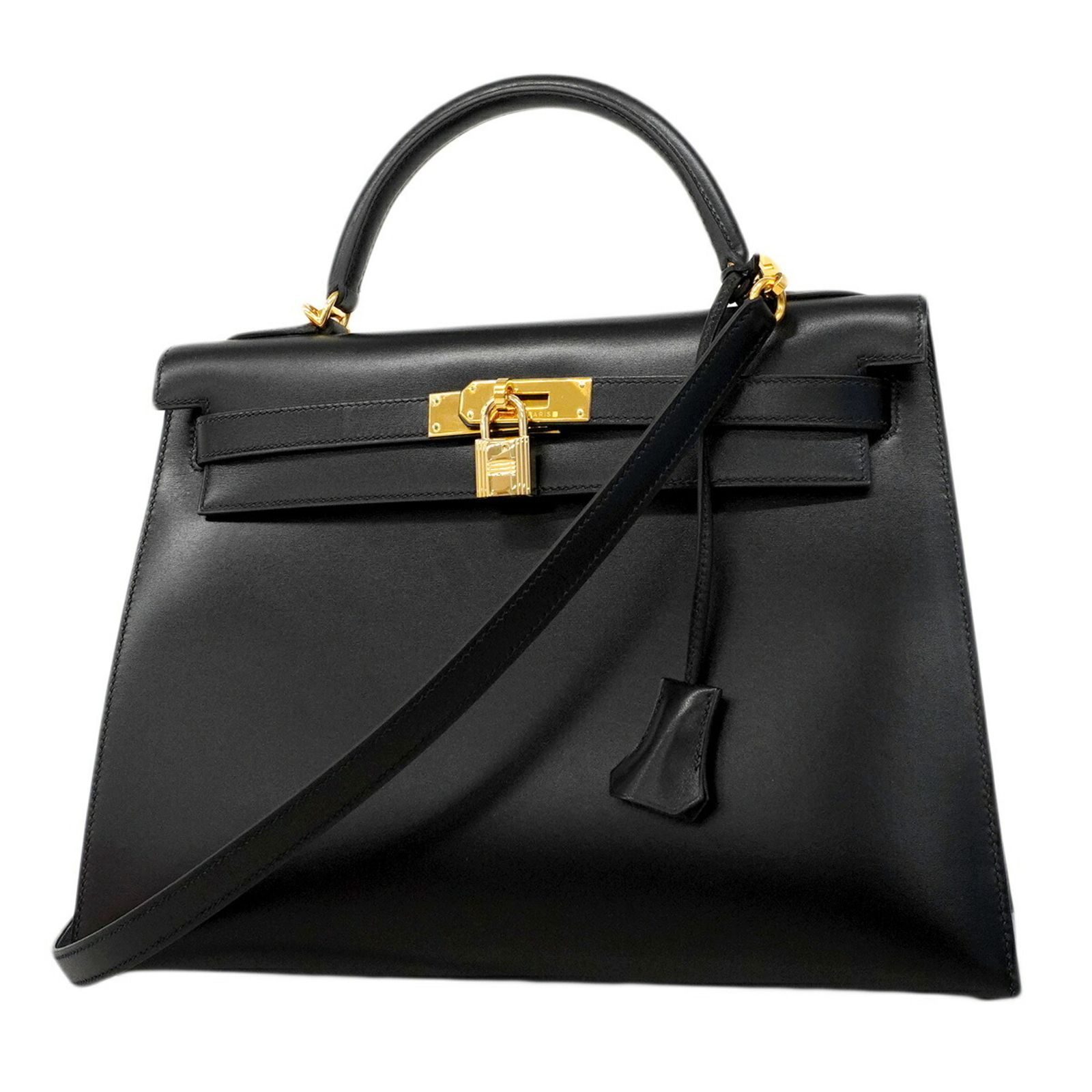 エルメス(Hermes) エルメス ハンドバッグ ケリー32 ボックスカーフ ブラック □F刻印 2wayバッグレディース P3012547