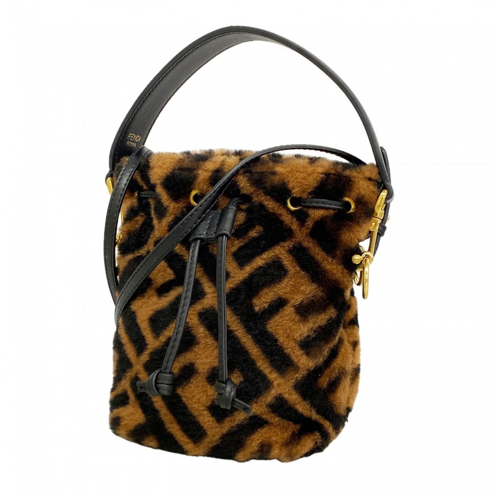 フェンディ(Fendi) フェンディ ハンドバッグ ズッカ モントレゾール ファー ブラウン ブラック 2wayバッグレディース P3012000