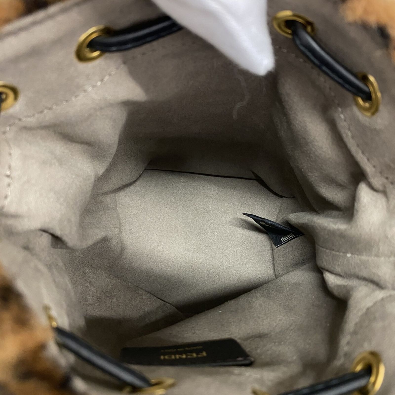 フェンディ(Fendi) フェンディ ハンドバッグ ズッカ モントレゾール ファー ブラウン ブラック 2wayバッグレディース P3012000