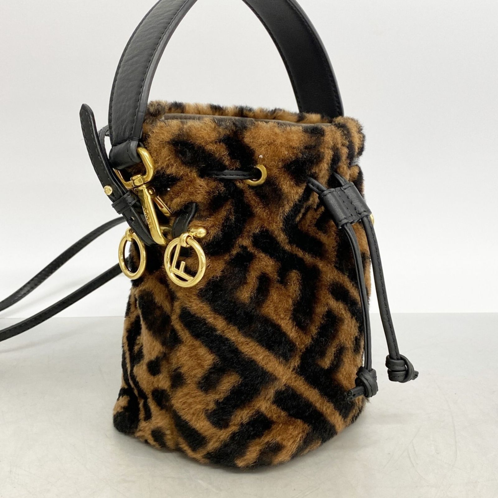 フェンディ(Fendi) フェンディ ハンドバッグ ズッカ モントレゾール ファー ブラウン ブラック 2wayバッグレディース P3012000