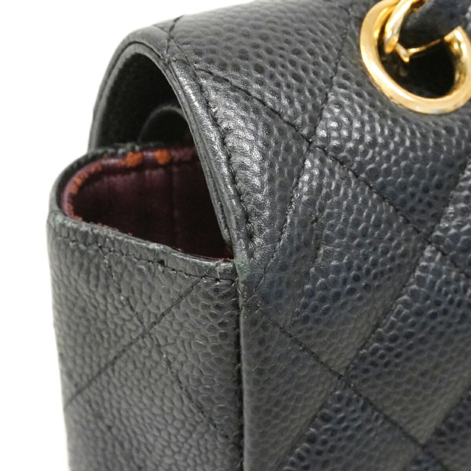 シャネル(Chanel) シャネル ショルダーバッグ マトラッセ Wフラップ Wチェーン キャビアスキン ブラック レディース P3005549