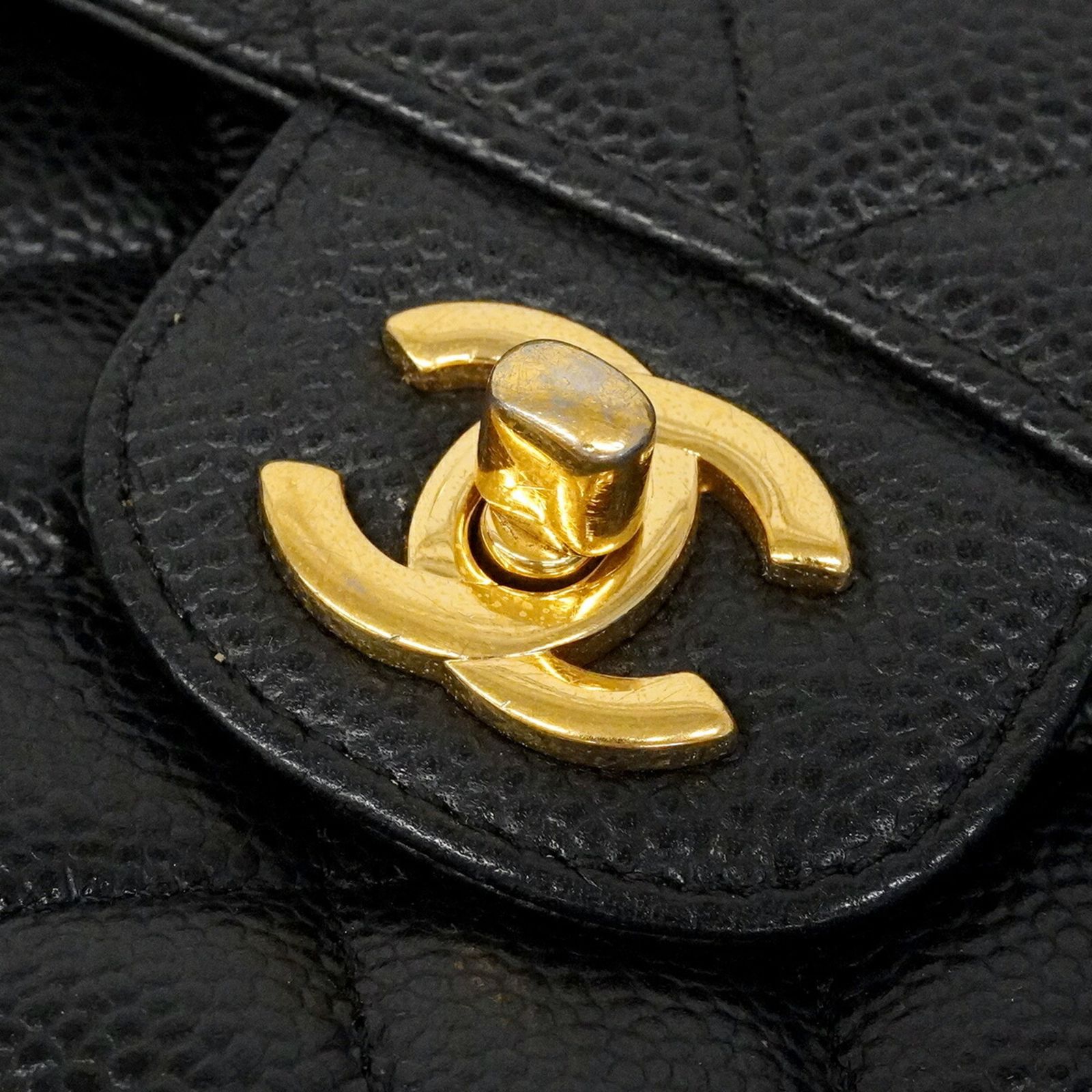 シャネル(Chanel) シャネル ショルダーバッグ マトラッセ Wフラップ Wチェーン キャビアスキン ブラック レディース P3005549
