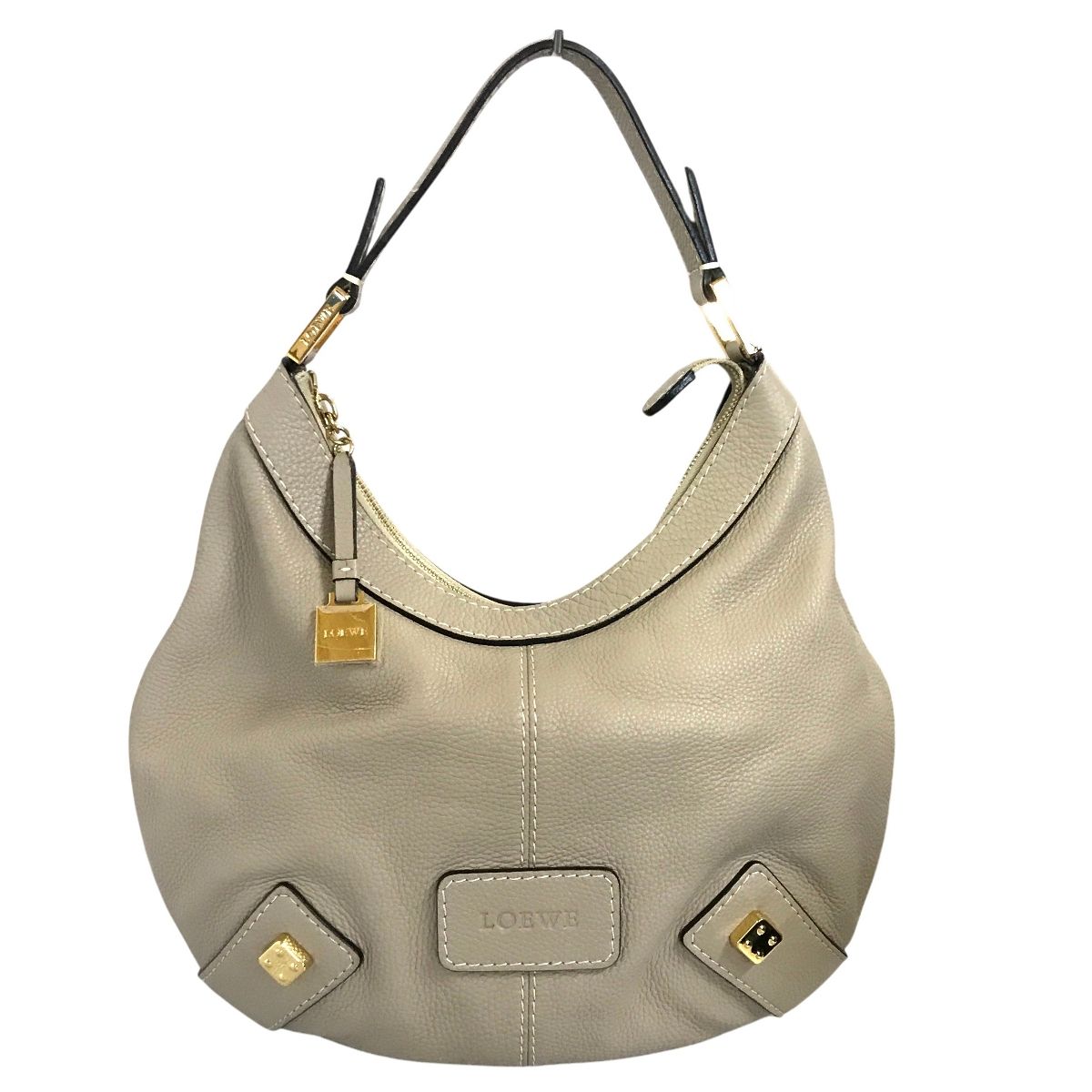 LOEWE ロエベ ワンショルダー ニューロード バッグ レザー ベージュ 肩掛け レディース 中古 良好 T11304210