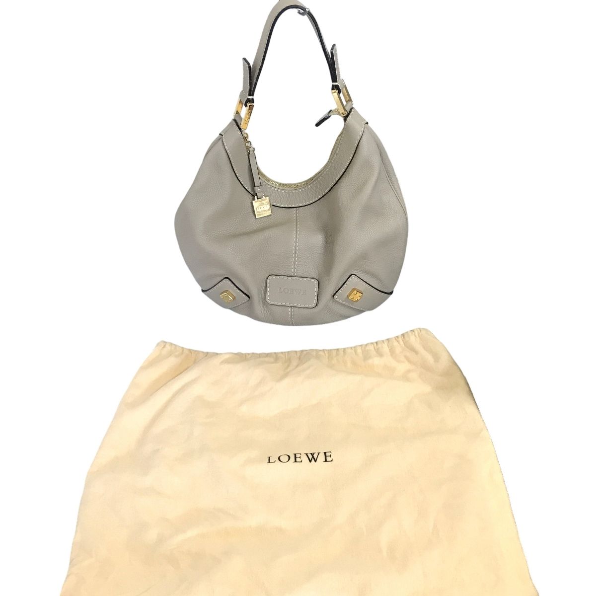 LOEWE ロエベ ワンショルダー ニューロード バッグ レザー ベージュ 肩掛け レディース 中古 良好 T11304210