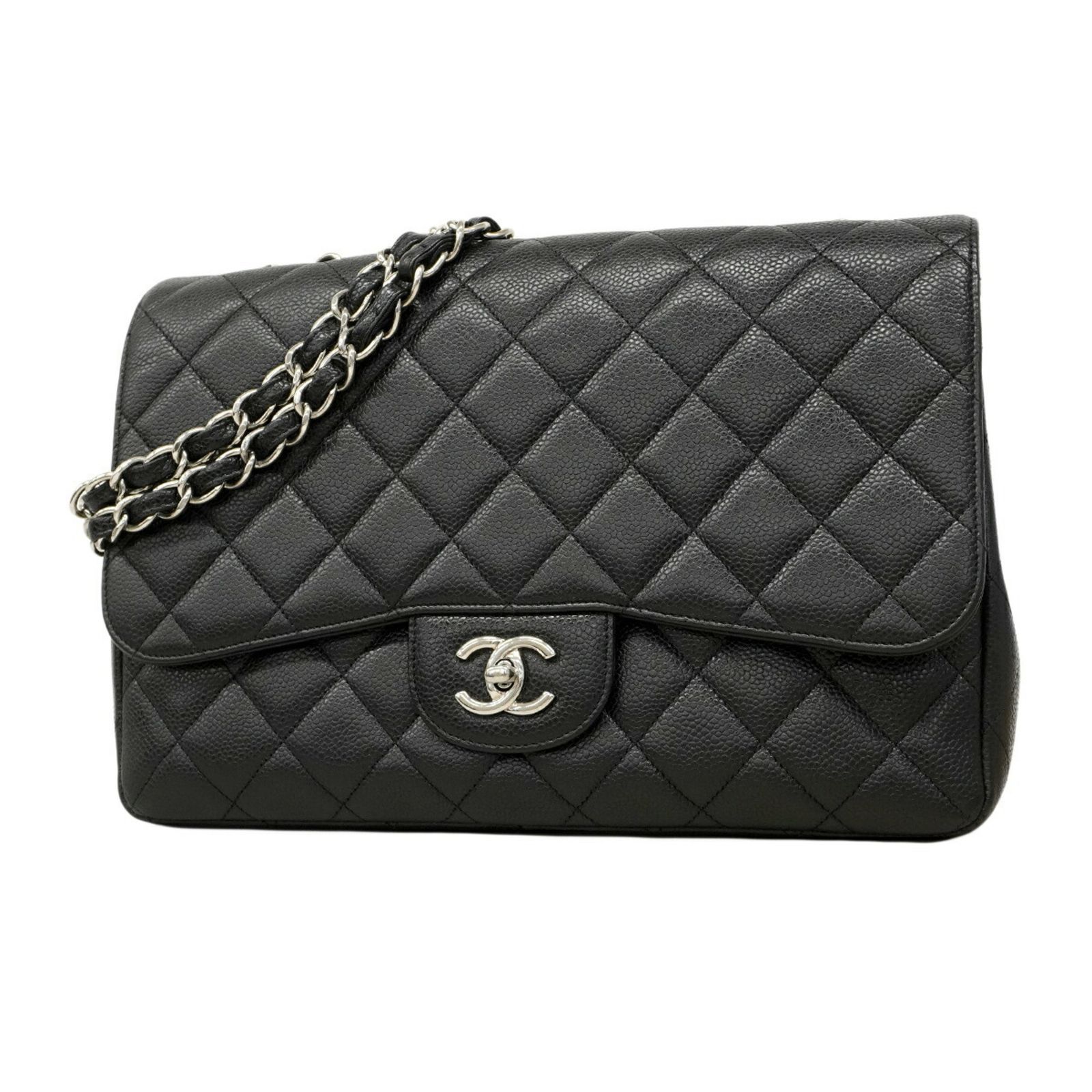 シャネル(Chanel) シャネル ショルダーバッグ デカマトラッセ Wチェーン キャビアスキン ブラック レディース OP006651