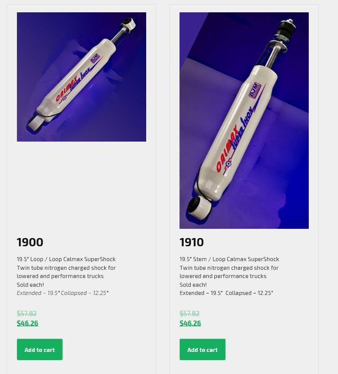 新品 DJM CALMAX SUPER SHOCKS # 1910 2本 DATSUN NISSAN 521 520 620 720 リア用 ミニトラック ピックアップ ダットサン