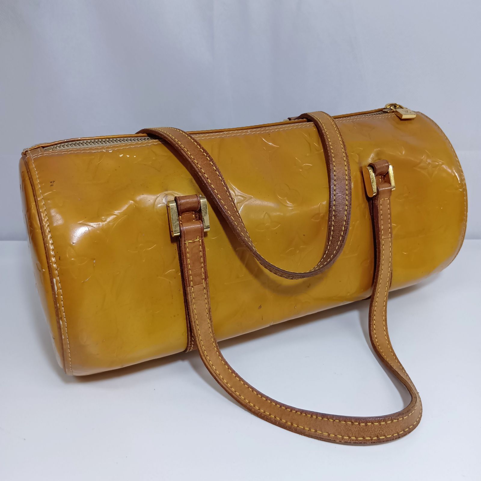 N LOUIS VUITTON ベッドフォード ハンドバッグ ヴェルニ レザー イエローカラー