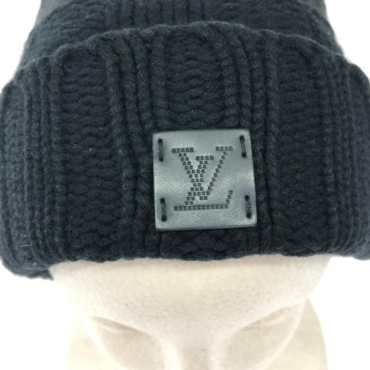 LOUIS VUITTON 100% カシミヤ ニット帽 メンズ レディース LOUIS VUITTON ルイヴィトン ニット帽 LVロゴレザーパッチ/カシミヤ100