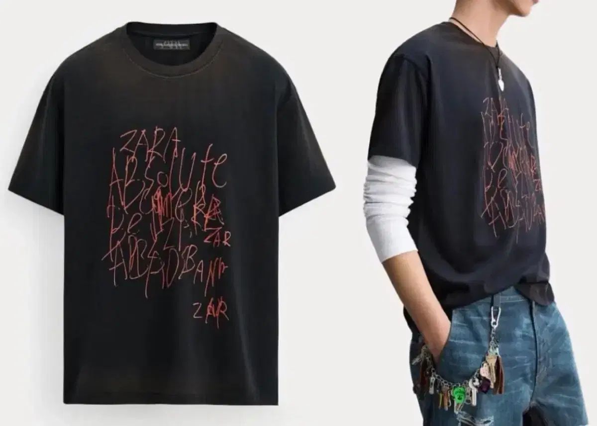 ザラ × アンダースンベル グラフィック Tシャツ ブラック