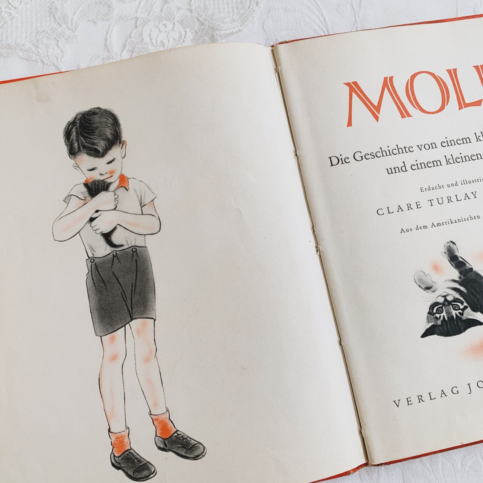 1930s-1940s - こねこのミトン-古絵本 希少な初版年代のドイツ語翻訳版