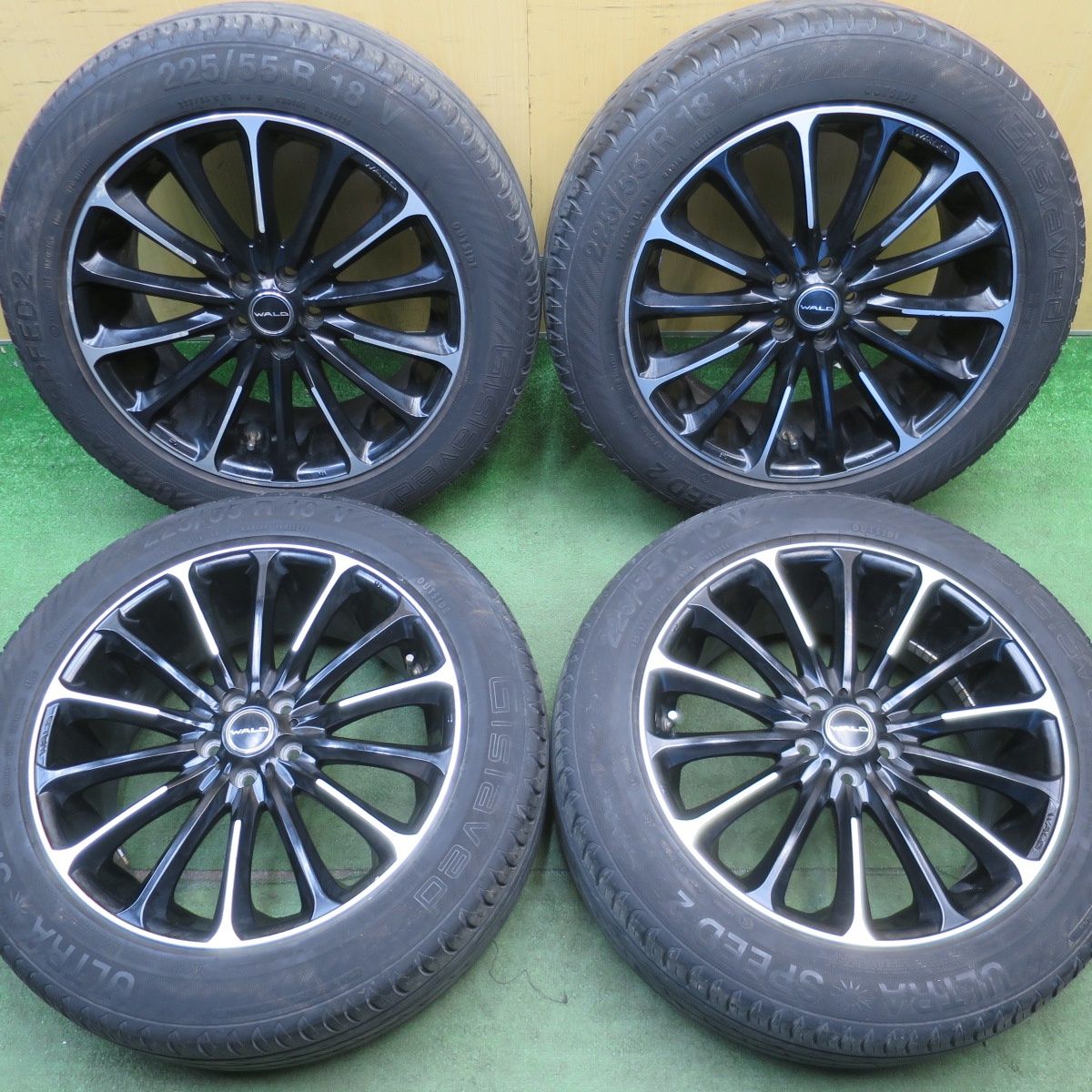 バリ溝！22年！キレイ！9分★フォレスター 等 225/55R18 ギスラベット ULTRA SPEED2 WALD Portofino 21C ヴァルド ポルトフィーノ 18インチ PCD100/5H★6051904NJノ