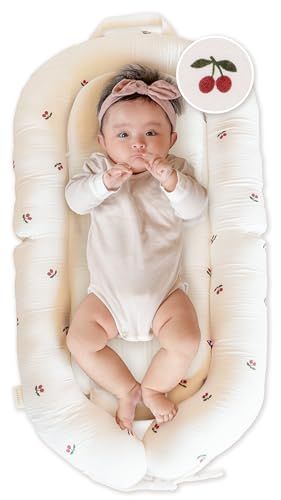 (ケラッタ) イブル ベビーネスト ベッドインベッド 新生児 添い寝 赤ちゃん 収納ケース付き 洗濯機OK お昼寝布団 軽量 ベビーベッド 綿100％カバー (チェリー)pms 4dc03350