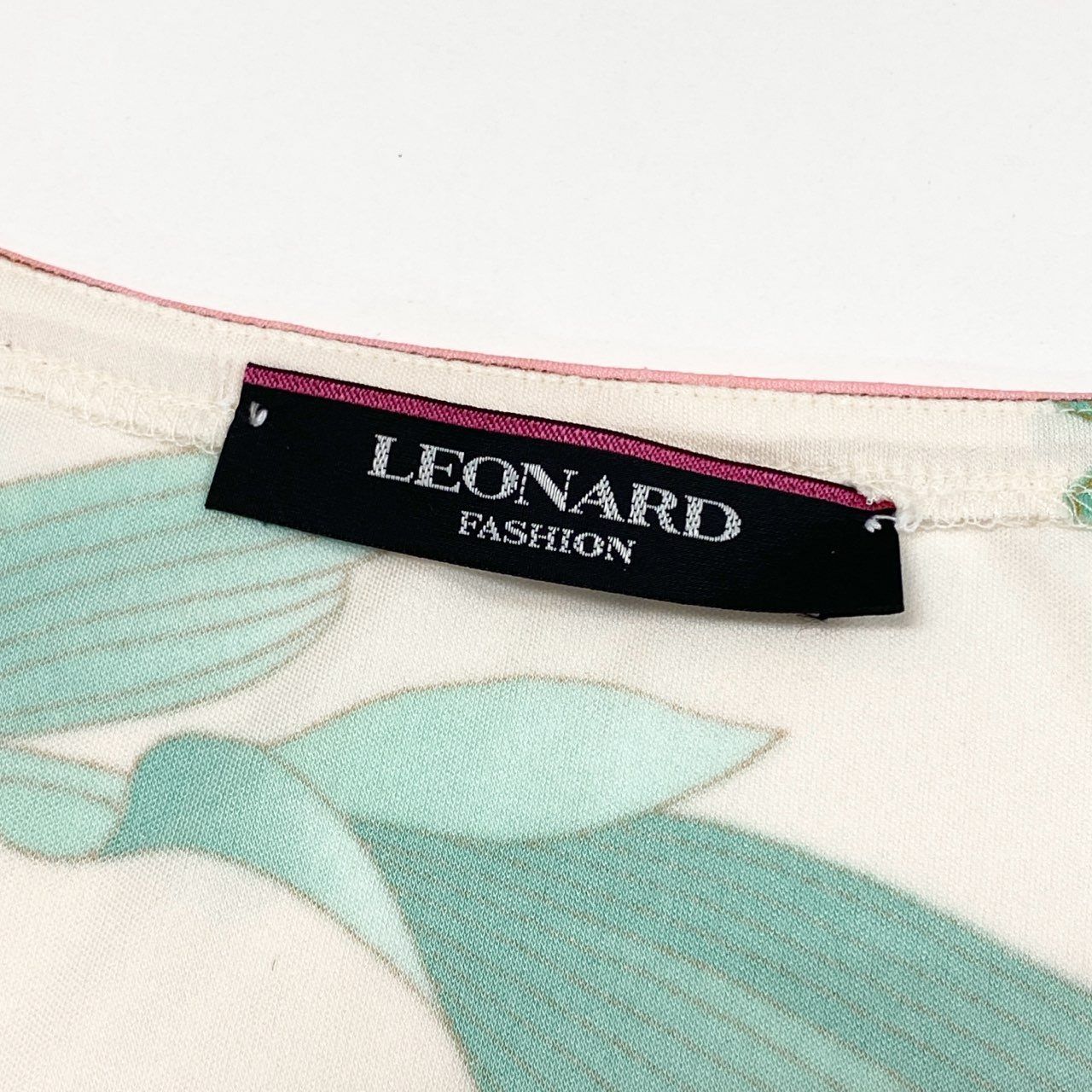 66c8 LEONARD レオナール カンカン素材 花柄ワンピース ノースリーブ