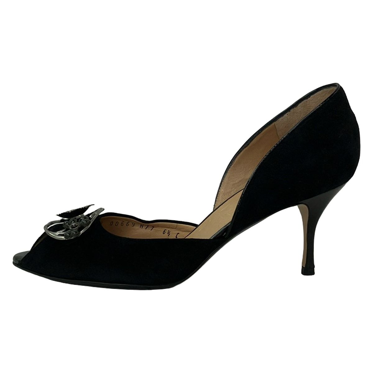 FERRAGAMO/SalvatoreFerragamo(サルバトーレフェラガモ) パンプス 6 1/2 C レディース - 黒×シルバー フラワー(花)