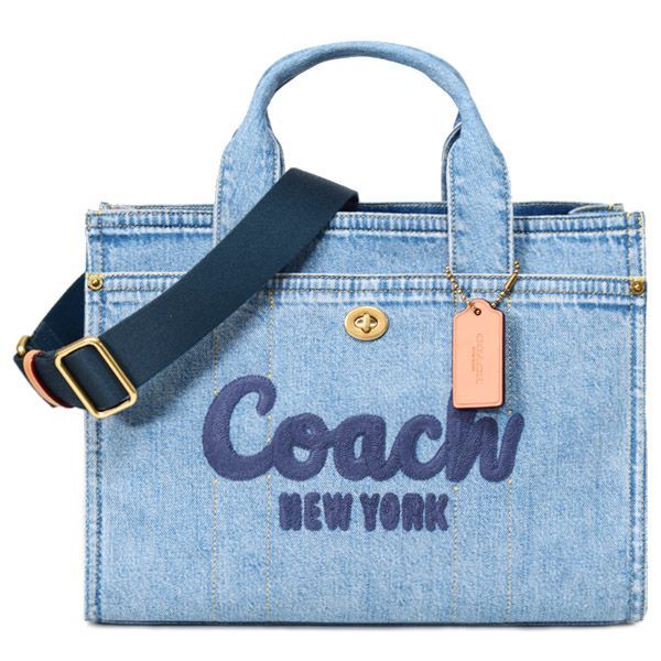 コーチ バッグ COACH デニム カーゴ トート レザー 刺繡 ロゴ 2WAY クロスボディ ショルダー ハンドバッグ トートバッグ インディゴ CR657