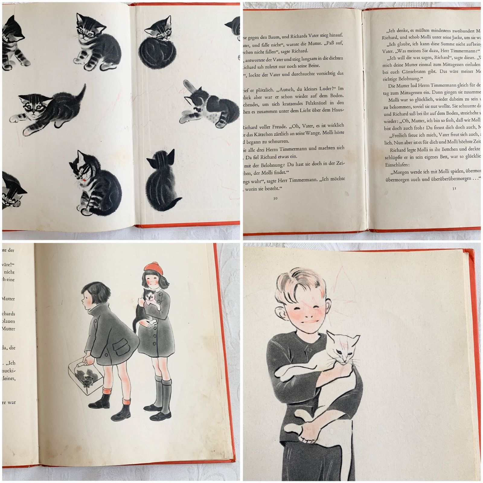 1930s-1940s - こねこのミトン-古絵本 希少な初版年代のドイツ語翻訳版