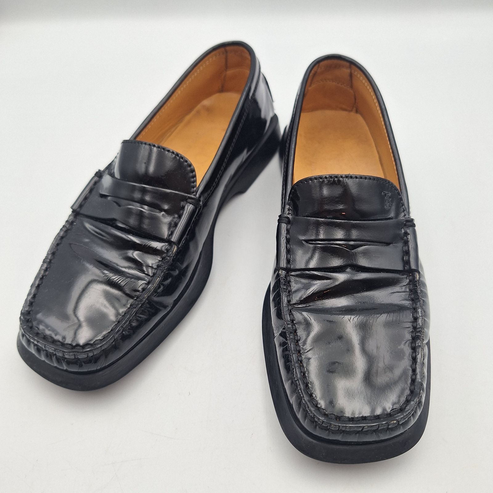 TOD'S トッズ コインローファー エナメル レザー ブラック 35 シューズ