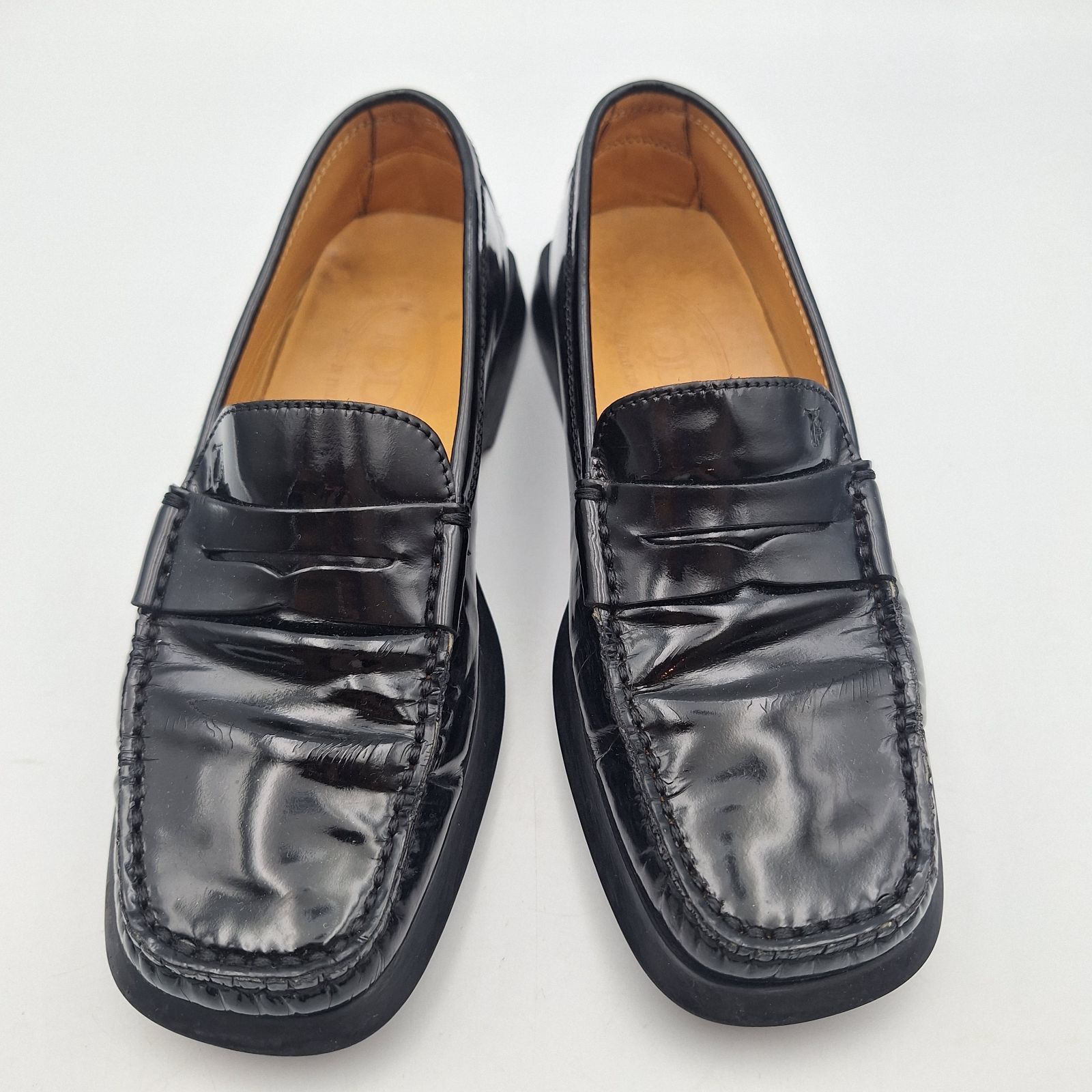 TOD'S トッズ コインローファー エナメル レザー ブラック 35 シューズ