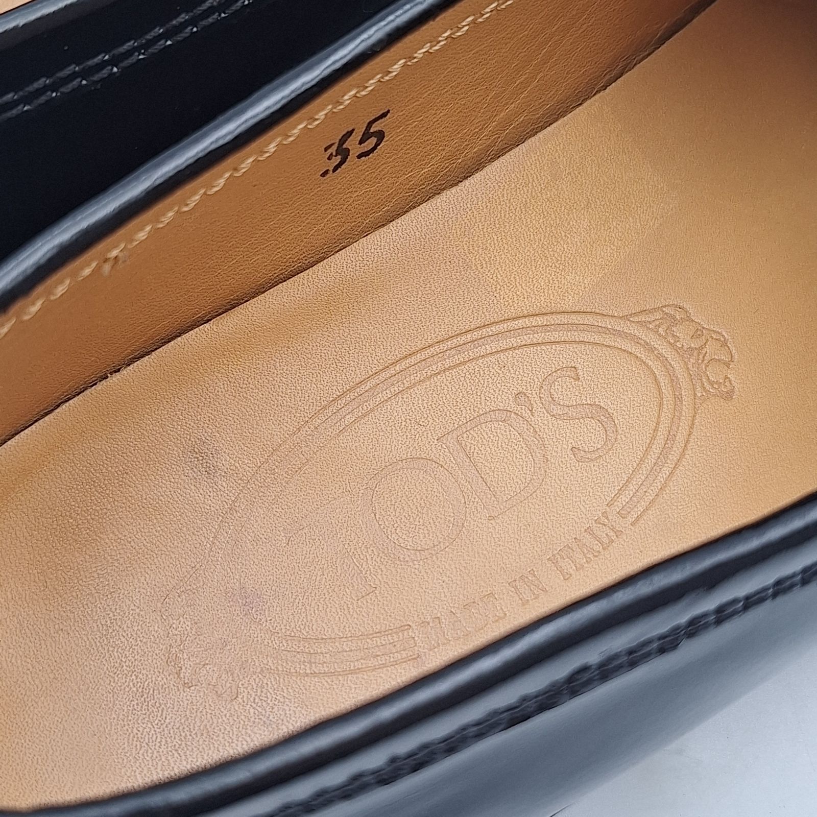 TOD'S トッズ コインローファー エナメル レザー ブラック 35 シューズ