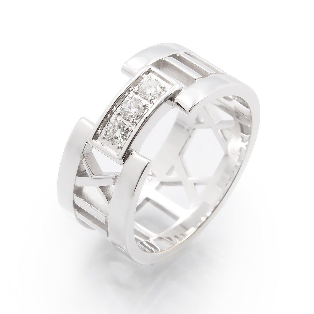 ティファニー オープン アトラス K18WG 750 3Pダイヤモンド ホワイトゴールド リング 指輪 #10.5号 TIFFANY&Co.（中古）