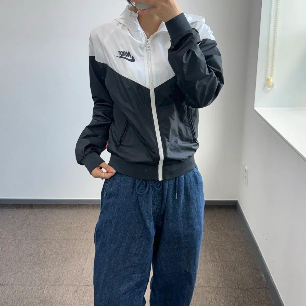 NIKE ナイキ ブラック バイカラー ウィンドブレーカー