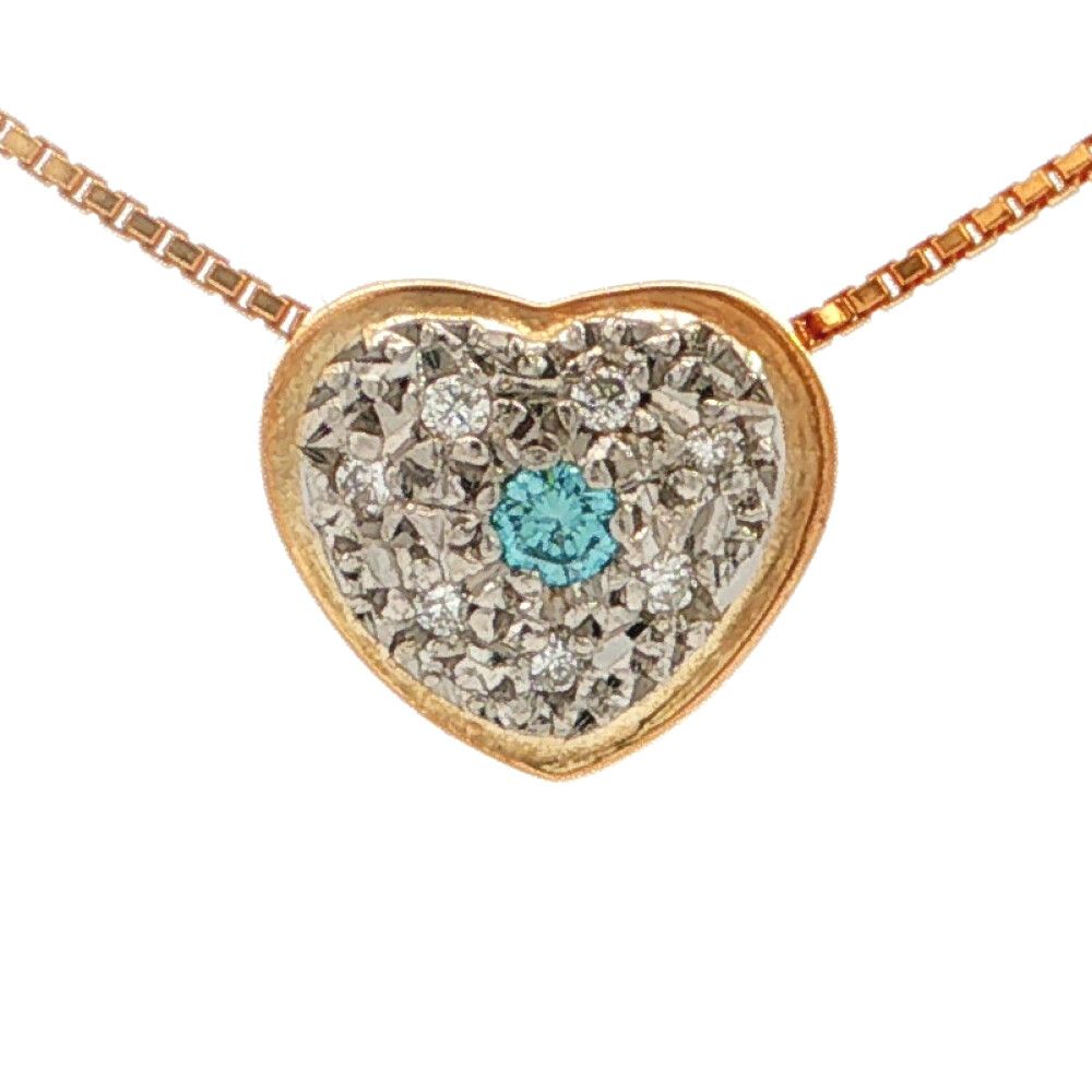 0.07ct Pinky＆Dianne ピンキーアンドダイアン パヴェセッティング ハート ダイヤネックレス K18×Pt900コンビ-3.0g ゴールド【♀】【A】【レディース】★■615538【中古】