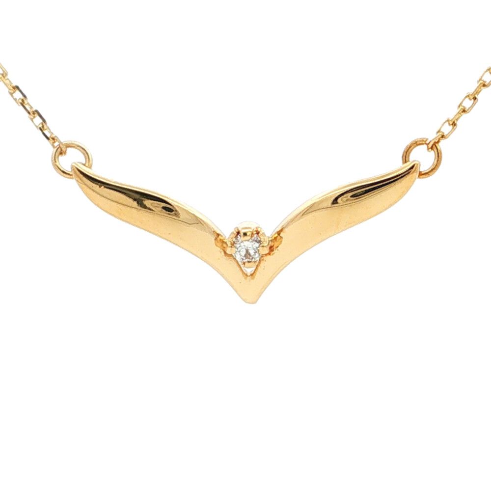 MIKIMOTO ミキモト シンプルライン ダイヤモンドネックレス ペンダント K18YG/750-1.7g イエローゴールド【♀】【S】【レディース】★■615556【中古】