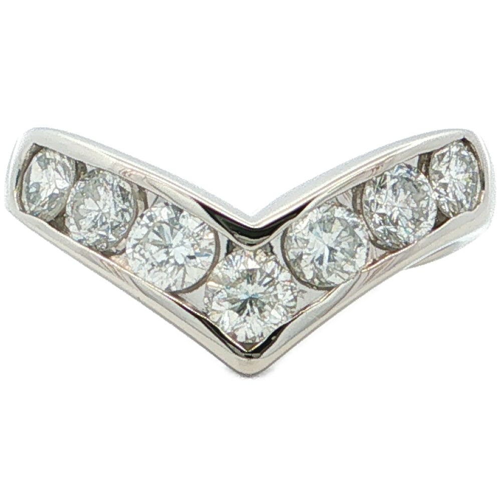 1.03ct V字モチーフ 7P ダイヤモンドリング 指輪 Pt900-5.4g 12号 #52 プラチナ【♀】【S】【レディース】★■615607【中古】