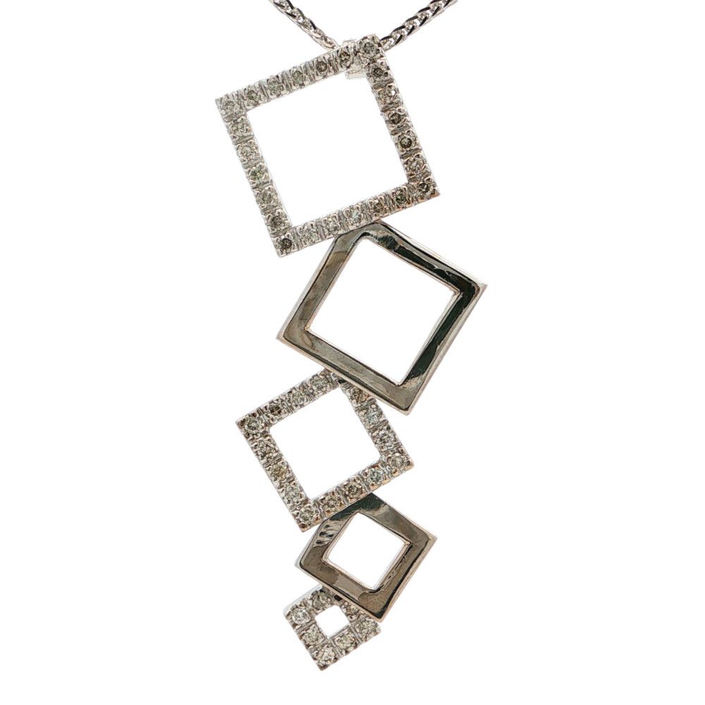 0.5ct ダイヤモンドネックレス ペンダント K18 WG無 -9.1g ホワイトゴールド【♀】【S】【レディース】★■616313【中古】