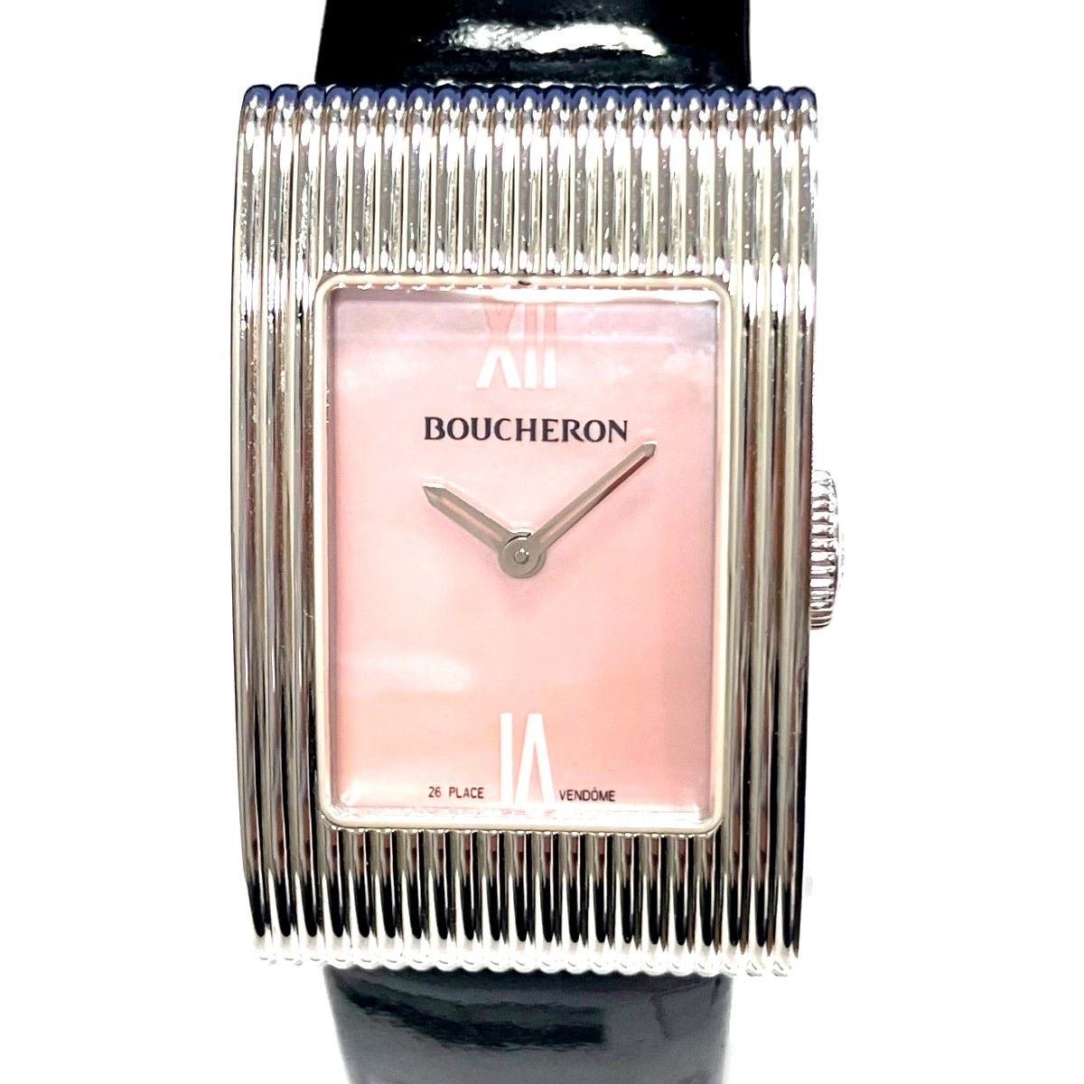 ブシュロン Boucheron リフレ 腕時計 総重量約31.8g SS 本革 クオーツ ピンク文字盤 レディース 118,000円