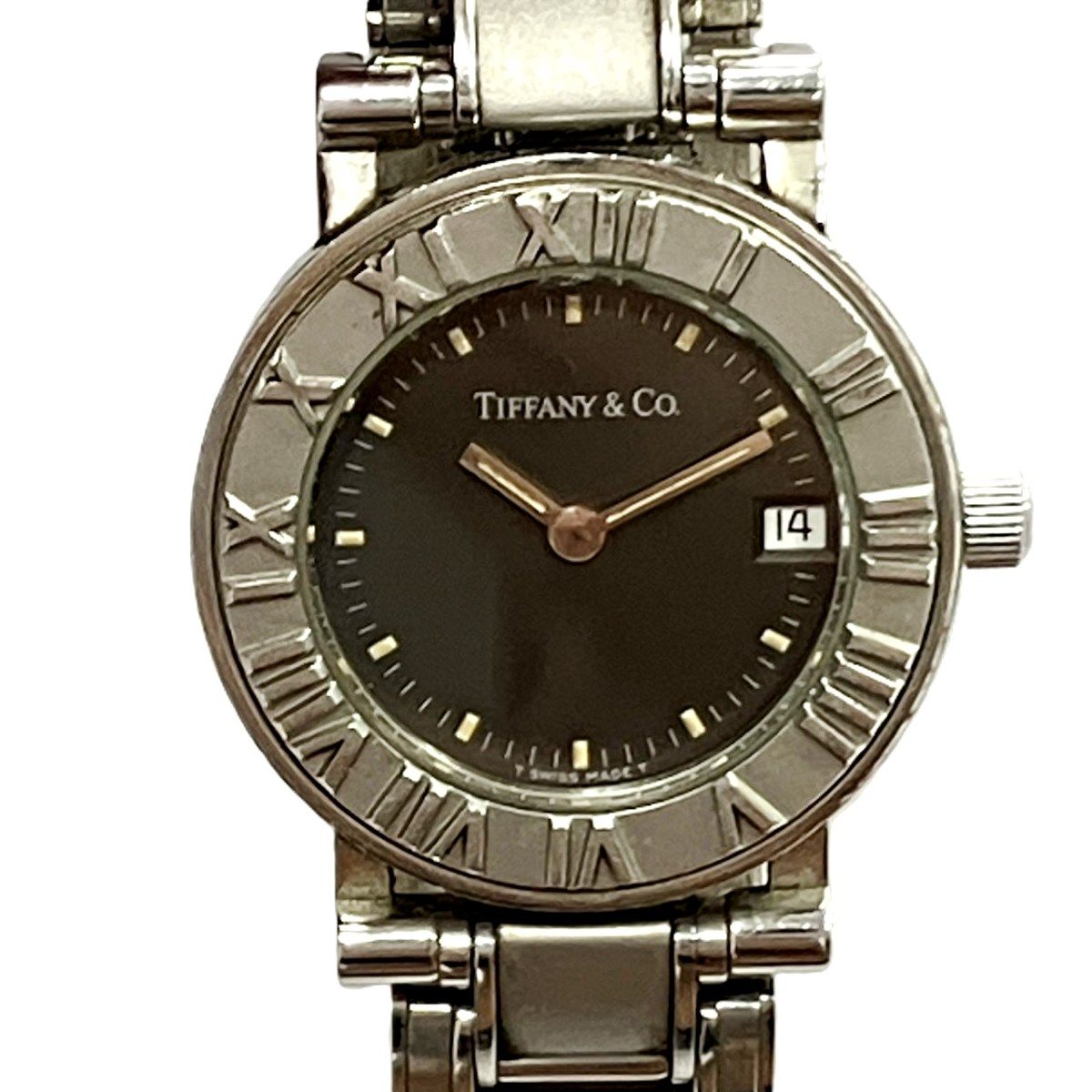 ティファニー TIFFANY&Co. アトラス 腕時計 総重量約51.2g SS SS クオーツ ブラック文字盤 レディース