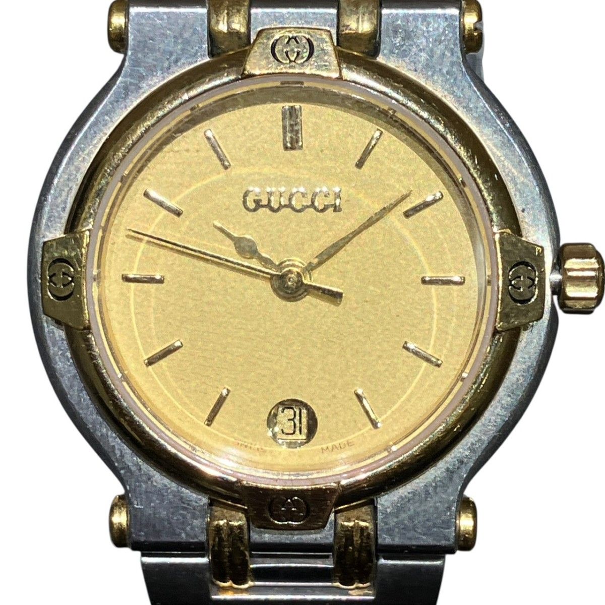 グッチ GUCCI 腕時計 総重量約51.2g SS クオーツ ゴールド文字盤 9000L レディース