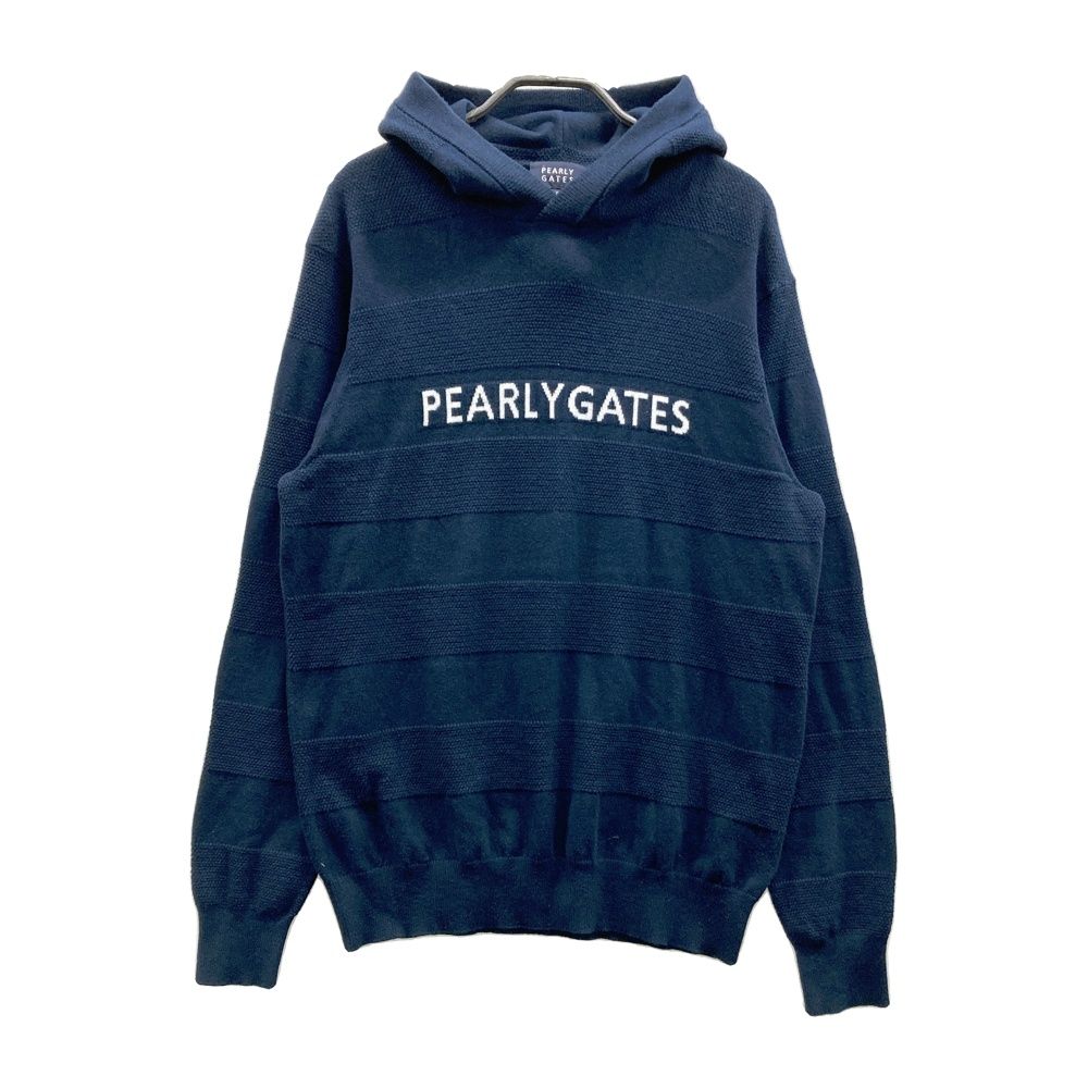 サイズ：5 PEARLY GATES パーリーゲイツ 長袖ニットパーカー ネイビー 