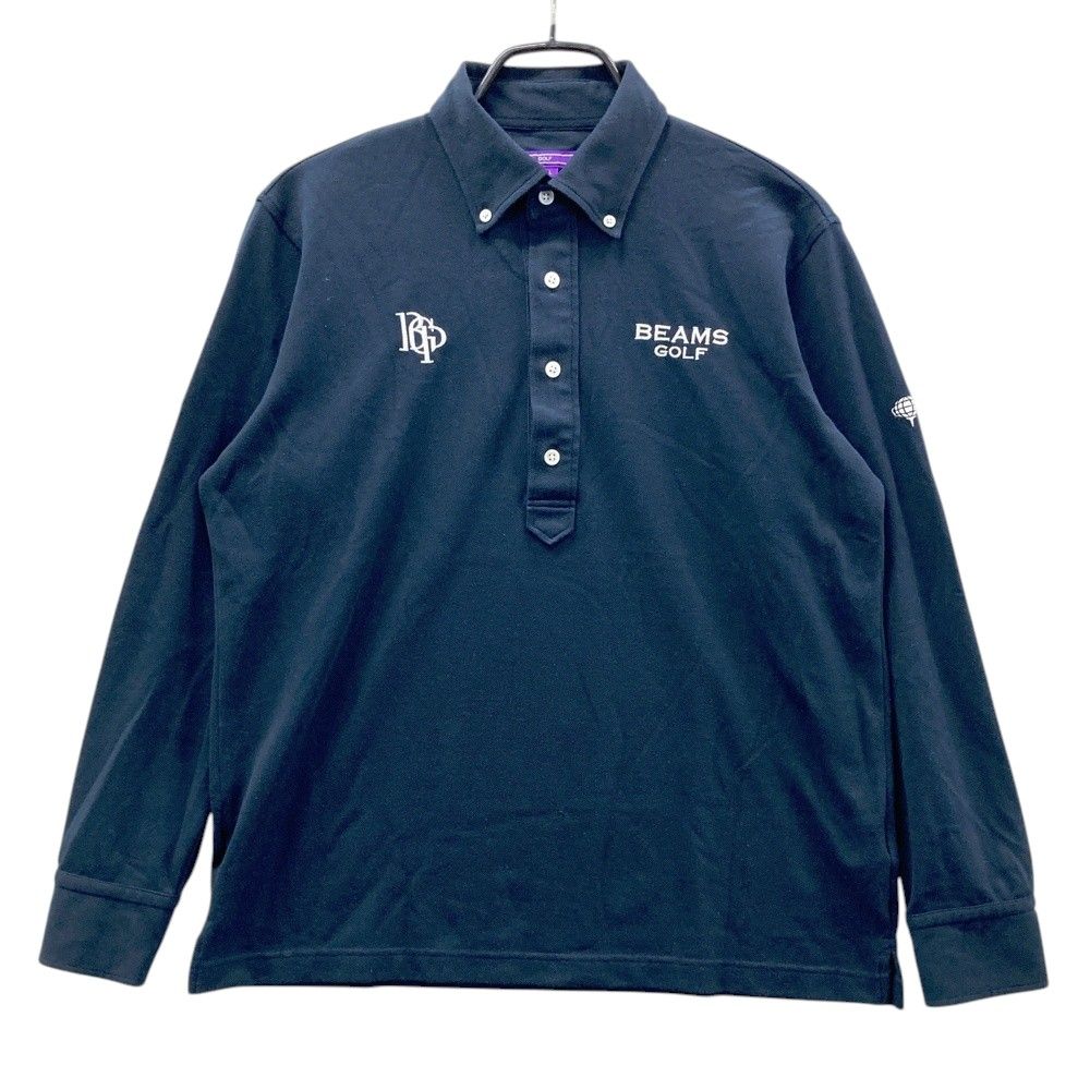 サイズ：L BEAMS GOLF ビームスゴルフ  長袖ポロシャツ ボタンダウン  ネイビー系 [240101702098] ゴルフウェア メンズ ストスト サイズ：L BEAMS GOLF ビームスゴルフ 長袖ポロシャツ ボタンダウン