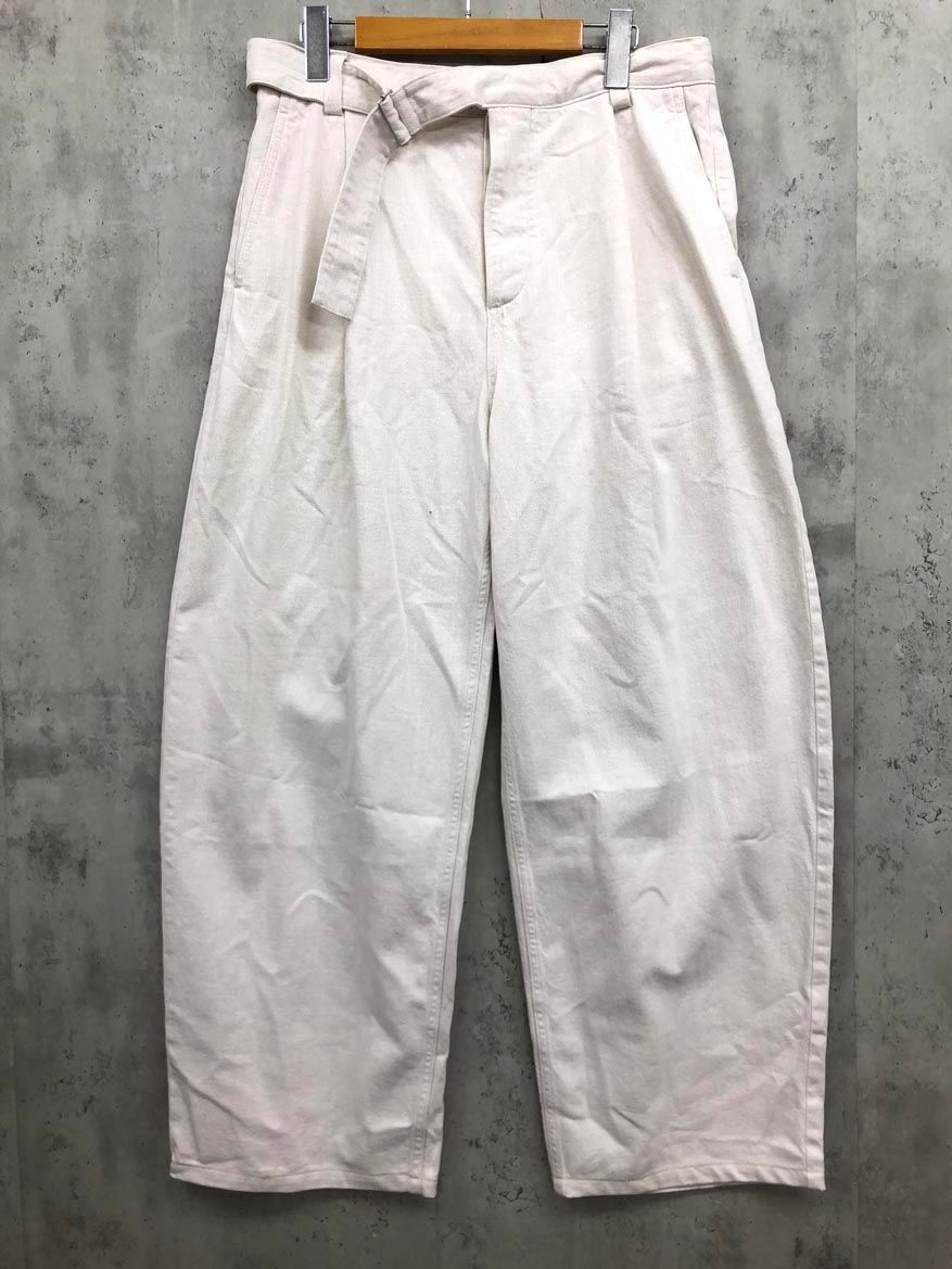 COS コス ベルト付き ボタンフライ タックワイド パンツ size46/アイボリー ■■◎メンズ