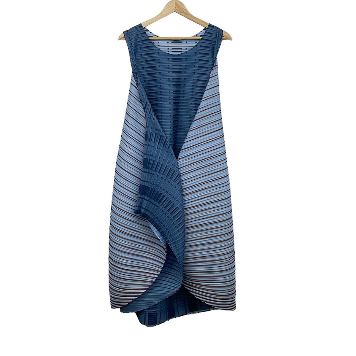PLEATS PLEASE(プリーツプリーズ) ワンピース レディース美品 - PP41JH541 ライトブルー×ダークブラウン×マルチ